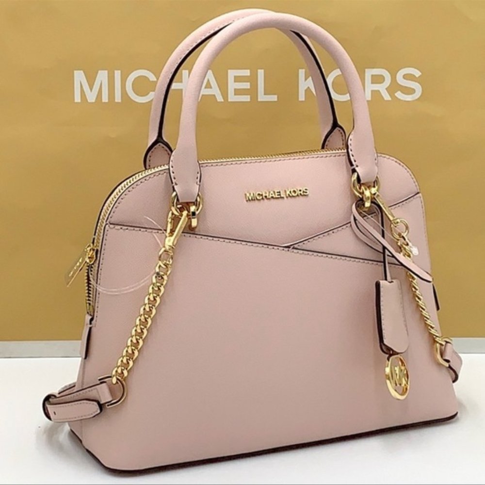 Michael Kors Jet Set Travel Medium Leather Dome Satchel Powder Blush Multi - Picture 4 of 16